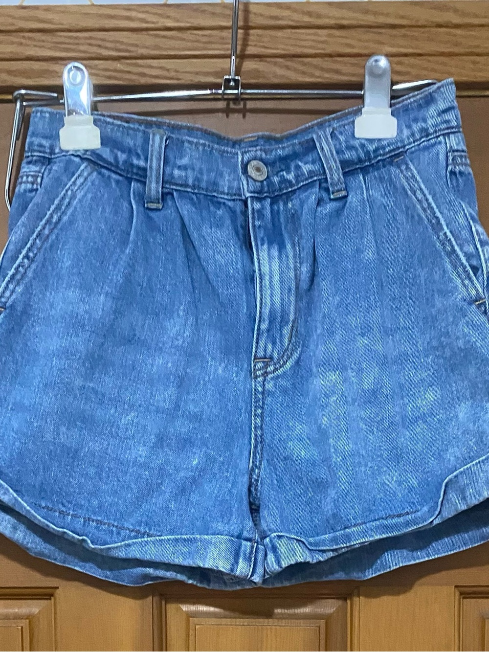 American Eagle Outfitters Light Blue High-Rise Denim Shorts